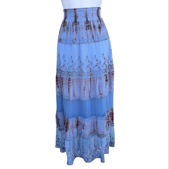 Vintage Prairie Maxi Skirt Bundle Pink Orange Blue Medium - Picture 4 of 5